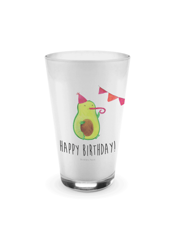 Mr. & Mrs. Panda Latte Macchiato Glas Avocado Geburtstag mit Spruch in Transparent