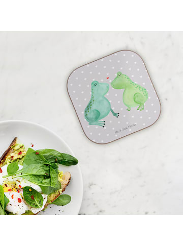 Mr. & Mrs. Panda Flaschenuntersetzer Frosch Liebe ohne Spruch in Grau Pastell