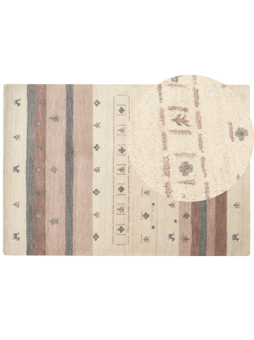 Beliani Kurzflor KARLI in Beige/Braun/Grau - (W) 160 x (L) 230 cm