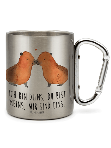 Mr. & Mrs. Panda Edelstahltasse Capybara Liebe mit Spruch in Silber