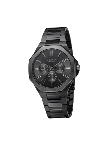 Regent Armbanduhr-Analog schwarz groß (ca. 42mm) Regent Metallarmband