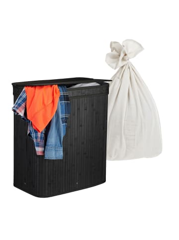 relaxdays Wäschekorb in Schwarz - (B)52 x (H)60 x (T)32 cm