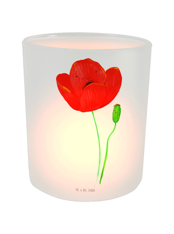 Mr. & Mrs. Panda glas kerzenhalter Blume Mohnblume ohne Spruch in Transparent
