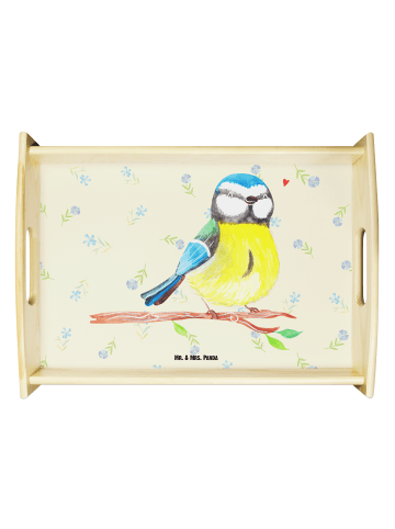 Mr. & Mrs. Panda Serviertablett Vogel Blaumeise ohne Spruch in Blumig