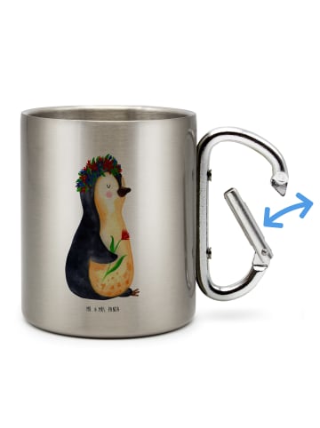 Mr. & Mrs. Panda Tasse Pinguin Blumen ohne Spruch in Silber