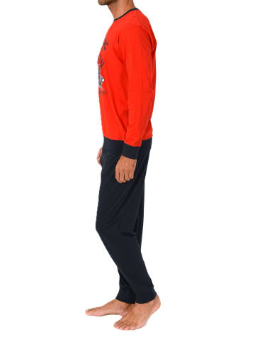 NORMANN Schlafanzug langarm Frontprint in rot