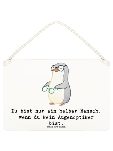 Mr. & Mrs. Panda Holzbild Augenoptiker Herz mit Spruch in Weiß