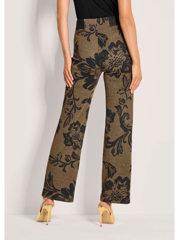 MADELEINE Jacquardhose mit floralem Muster in schwarz / caramel