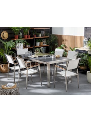 Beliani Esstisch GROSSETO in Grau/Schwarz/Silber - (W) 90 x (H) 74 x (L) 180 cm