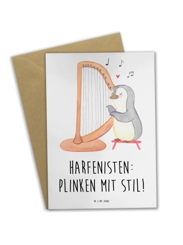 Mr. & Mrs. Panda Grußkarte Harfe mit Stil mit Spruch in Weiß