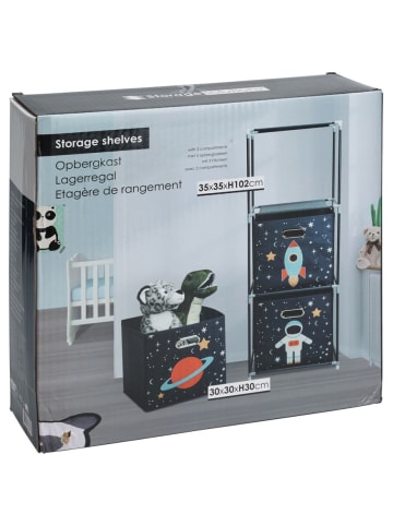 Storage Solutions Spielzeugregal mit Behältern Mission Raumfahrt in Dunkelblau, 35 x 35 x 102 cm