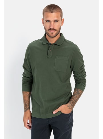Camel Active Langarm Poloshirt aus zertifiziertem Organic Cotton in Grün
