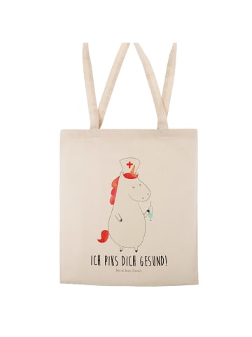 Mr. & Mrs. Panda Tote Bag Einhorn Krankenschwester mit Spruch in Creme