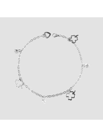 Adeliás Damen Armband aus Edelstahl mit Strass Steinchen 25 cm in silber