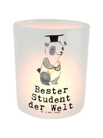 Mr. & Mrs. Panda Glas Windlicht Pinguin Bester Student der Welt ... in Transparent