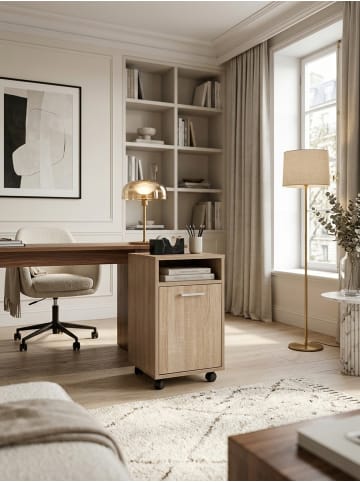 KADIMA DESIGN Rollcontainer 33x60x38cm Schubladenschrank Büro, in Sonoma