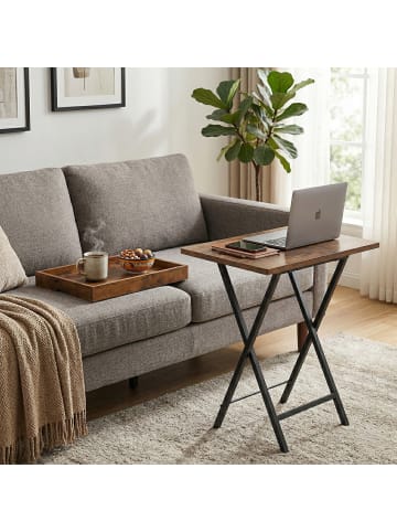 relaxdays Beistelltisch "Industrial" in Braun/ Schwarz – (B)48 x (H)70 x (T)36 cm
