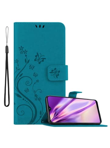 cadorabo Hülle für Samsung Galaxy A10e / A20e Blumen Design in FLORAL BLAU