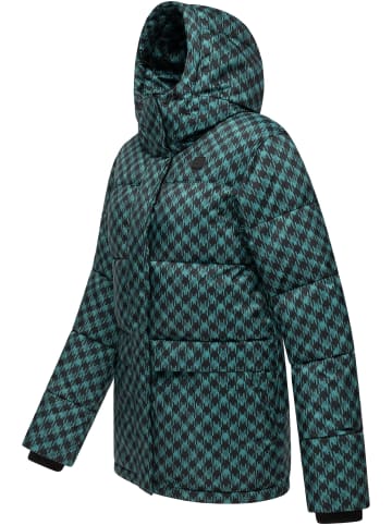 ragwear Steppjacke Wikesh Print in Ocean Green