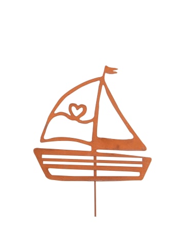 UNUS Gartenstecker Rost Segelboot in Braun