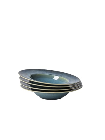 gipfelstück Pastateller-Set, Steinzeug TIEFER SEE in Blau / Grün