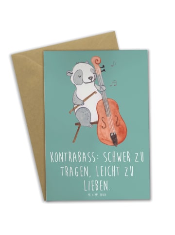 Mr. & Mrs. Panda Beileidskarte Kontrabass Liebe mit Spruch in Meeresbrise