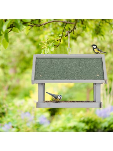 relaxdays Vogelfutterhaus in Grau/ Grün - (B)42,5 x (H)35 x (T)40,5 cm
