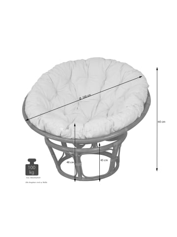 möbel-direkt Papasansessel, Durchmesser 100 cm Sessel mit Kissen in weiß