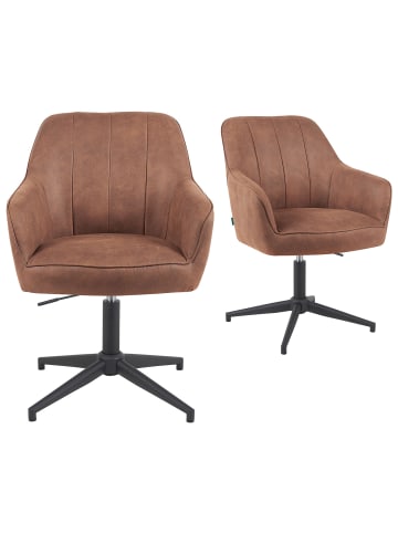 DUBI Möbel 2er-Set: Bürostuhl Mika-Piet in Braun - (B)60 x (H)84 x  (T)65 cm