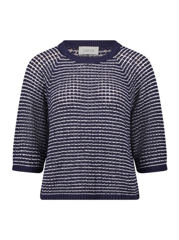 CARTOON Strickpullover mit Rundhalsausschnitt in Dunkelblau/Weiß