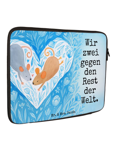 Mr. & Mrs. Panda Laptop Tasche Mäuse Herz Design mit Spruch in Weiß