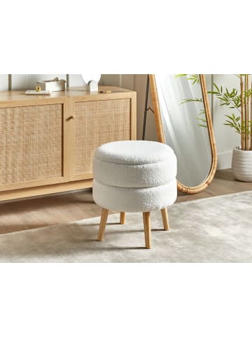 Beliani Hocker OKATON in Weiß/Braun - (W) 44 x (H) 48 x (L) 44 cm