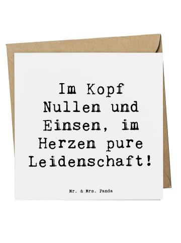 Mr. & Mrs. Panda Einladungskarte Spruch Programmierer Herz mit S... in Weiß
