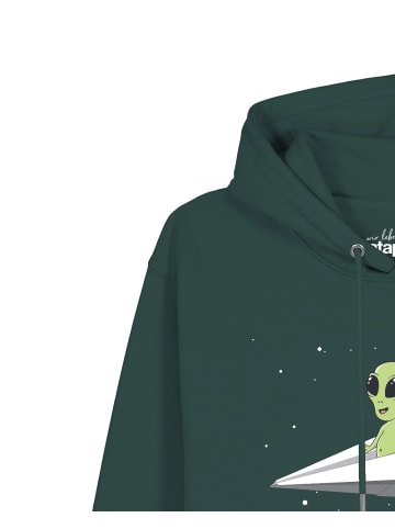 wat? Apparel Sweatshirt Alien on a paper plane in Glazed Green