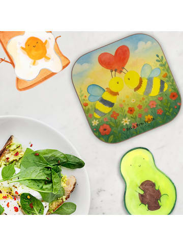 Mr. & Mrs. Panda Untersetzer Quadratisch Biene Liebe Design ohne... in Weiß