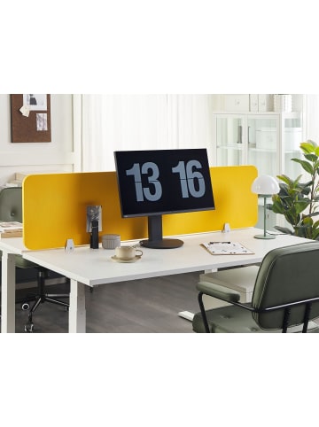Beliani Schreibtischtrennwand WALLY in Gelb - (W) 130 x (H) 40 x (L) 2 cm