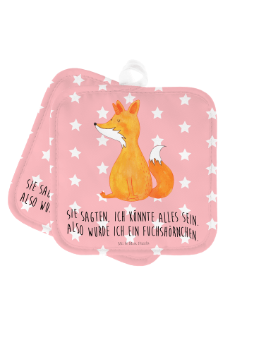 Mr. & Mrs. Panda Topflappen Einhorn Wunsch mit Spruch in Rot Pastell