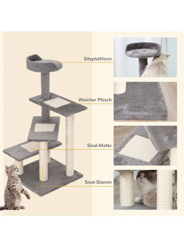 Pawhut Kratzbaum Beige und Grau 48,5 x 48,5 x 100 cm (LxBxH)