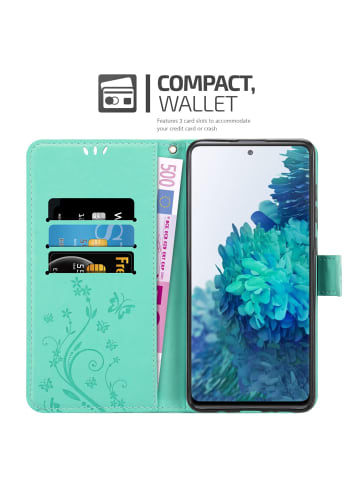 cadorabo Hülle für Samsung Galaxy S20 FE Blumen Design in FLORAL TÜRKIS