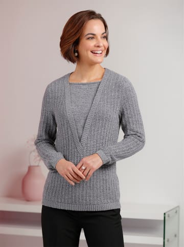 WITT WEIDEN Bouclé-Pullover in steingrau-meliert