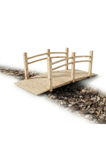 relaxdays Gartenbrücke in Natur - (B)150 x (H)55 x (T)67 cm