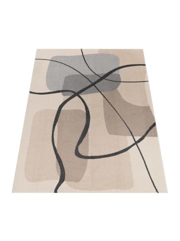 KADIMA DESIGN Teppich Kurzflor Abstrakt Wohnzimmer in Creme