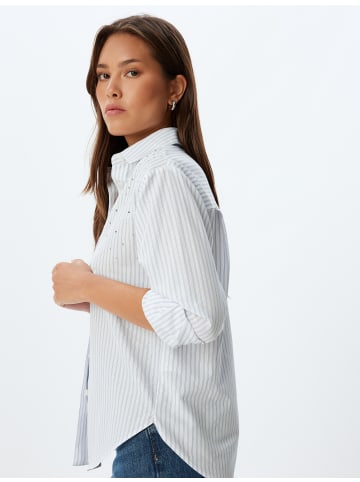KOTON Shirt in Blau Gestreift