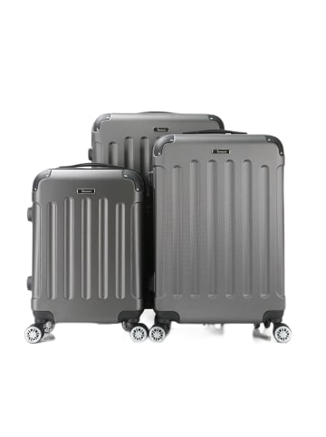 Cheffinger Reisekoffer Koffer 3 tlg Hartschale Trolley Set in Grau