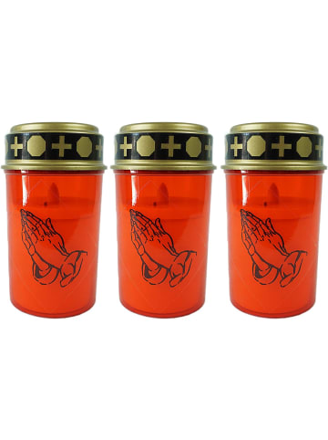 Novaliv LED Grablicht rot 3x Dauerbrenner Kerzen Friedhof Grablichter LED mit in Rot