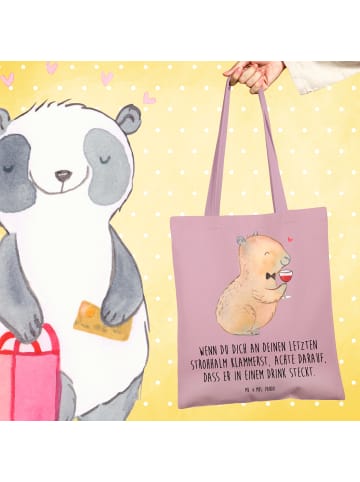 Mr. & Mrs. Panda Tote Bag Capybara Wein mit Spruch in Rosa Pastell