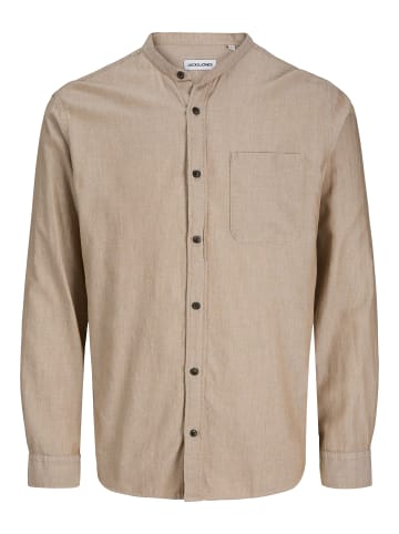Jack & Jones Herren Langarmshirt mit Knopfleiste und Brusttasche in Creme