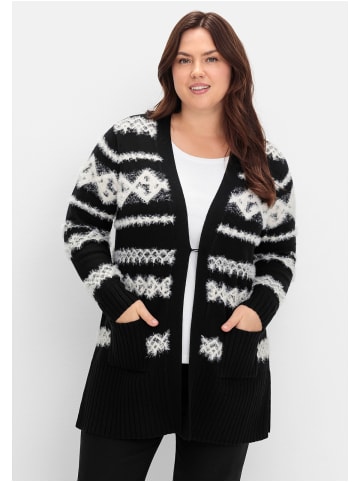 sheego Strickjacke in schwarz gemustert