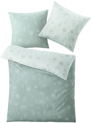 Kleine Wolke Mako-Satin Wendebettwäsche in salbei-weiß
