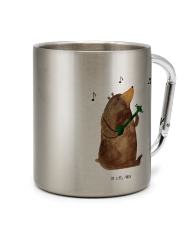 Mr. & Mrs. Panda Becher Bär Gitarre ohne Spruch in Silber